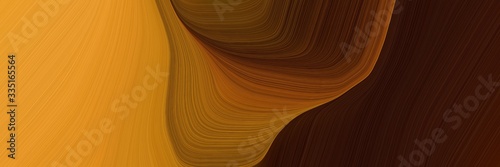 abstract surreal horizontal banner with golden rod, very dark red and saddle brown colors. elegant curved lines with fluid flowing waves and curves