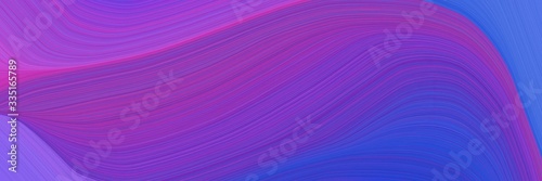 abstract surreal designed horizontal banner with moderate violet, royal blue and medium orchid colors. elegant curved lines with fluid flowing waves and curves