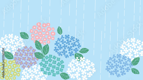 梅雨と紫陽花の背景