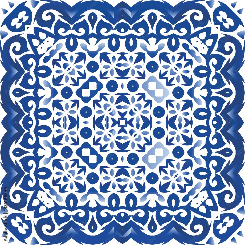 Fototapeta Ethnic ceramic tile in portuguese azulejo.