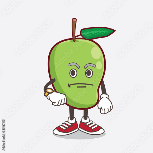 Mango Fruit cartoon mascot character on a waiting gesture