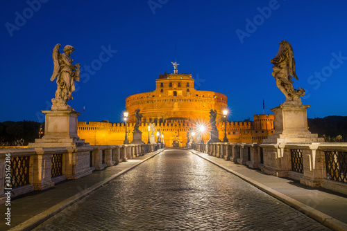 Saint Angel Castle in Rome, Italy at night