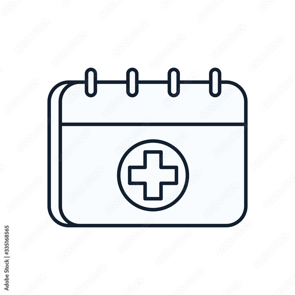 Obraz premium Cross inside calendar line style icon vector design