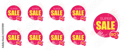 Sale tags vector badges template. Percent sale label symbols  discount promotion flat icon. Clearance sale sticker isolated on white background