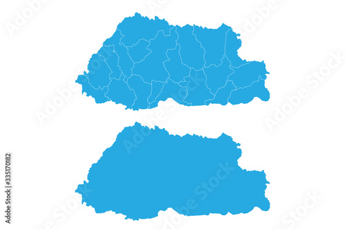 Map - Bhutan Couple Set , Map of Bhutan,Vector illustration eps 10.