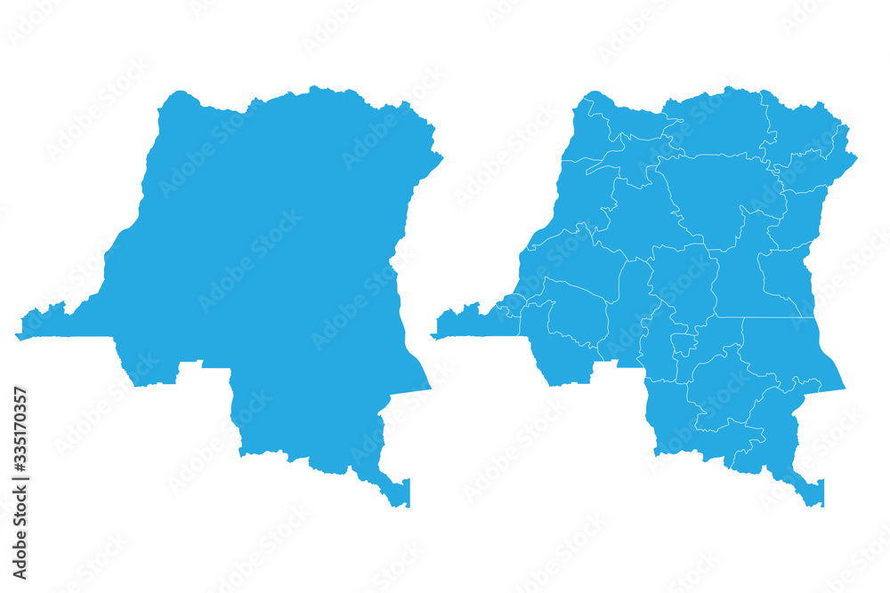 Fototapeta Map - Democratic Republic of Congo Couple Set , Map of Democratic Republic of Congo,Vector illustration eps 10.