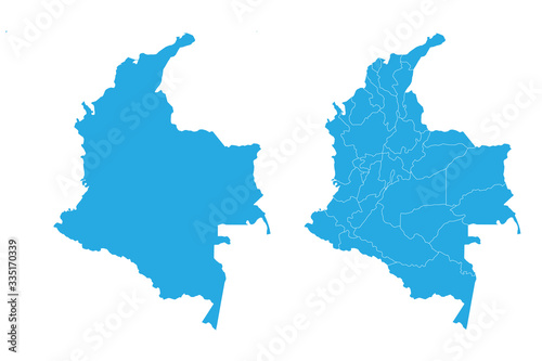 Map - Colombia Couple Set , Map of Colombia,Vector illustration eps 10.