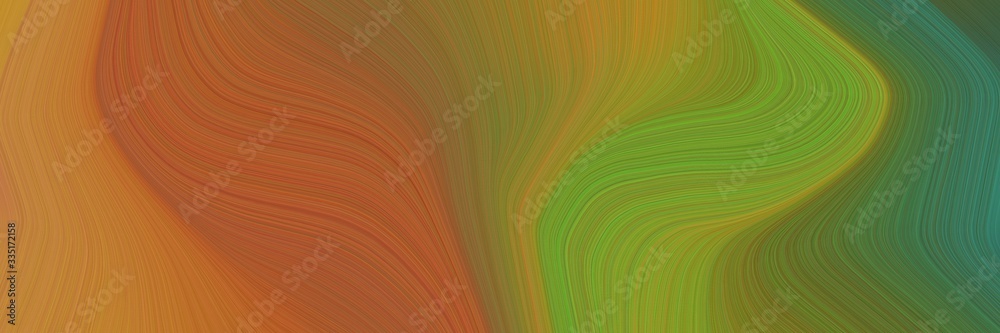 abstract dynamic curved lines modern horizontal banner with sienna, sea green and olive drab colors abstract dynamic curved lines modern horizontal banner with sienna, sea green and olive drab colors