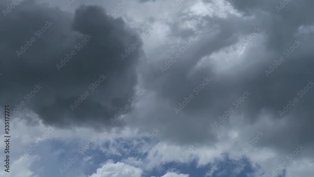 Dramatic clouds sky before thunder storm TimeLapse. Abstract nature background of beautiful white & dark rain cloudscape moving by wind in rainy season in tropical summer sky, overcast weather, space Dramatic clouds sky before thunder storm TimeLapse. Abstract nature background of beautiful white & dark rain cloudscape moving by wind in rainy season in tropical summer sky, overcast weather, space