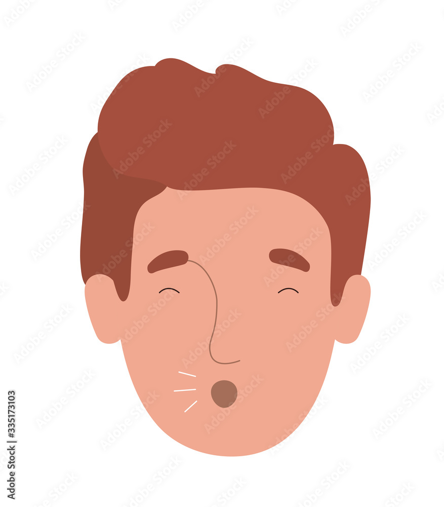 Avatar man head coughing or sneezing vector design Avatar man head coughing or sneezing vector design