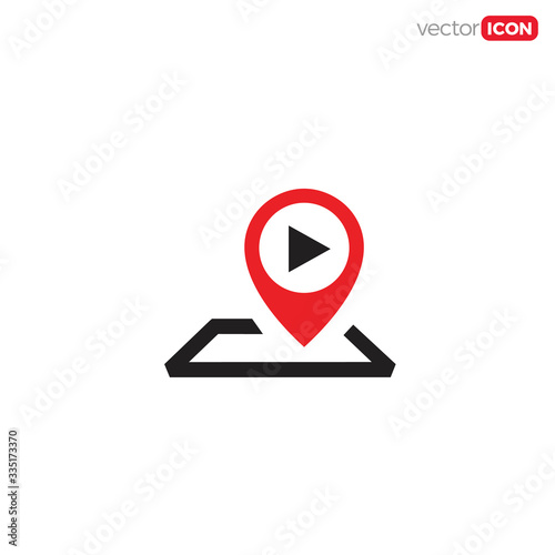 Free Download pin map with play button icon/symbol/Logo Design. Vector Template Illustration. - GFXLoad