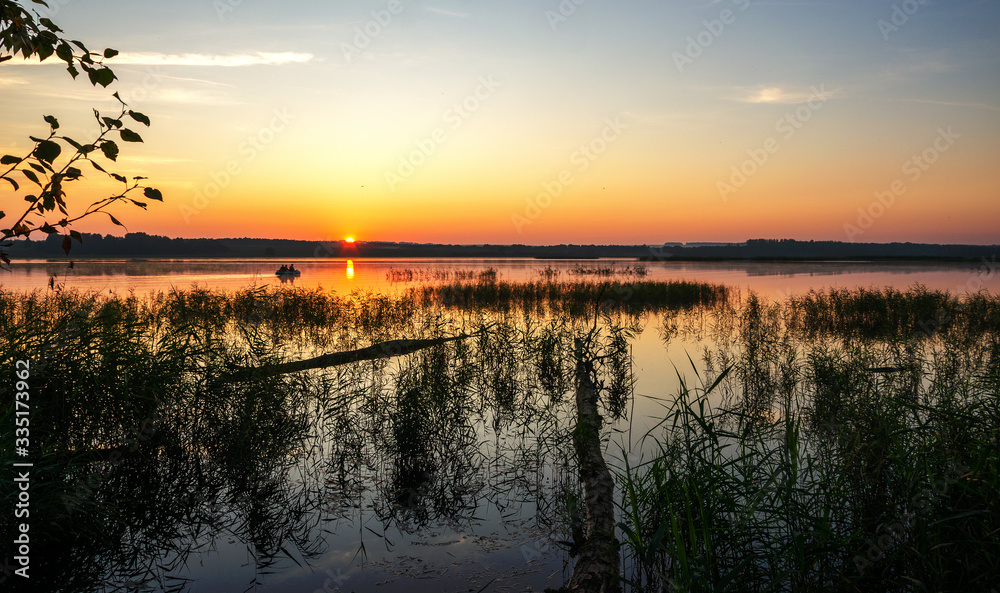 sunset over the lake