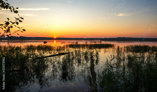 sunset over the lake