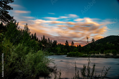 Sunset on the east carson river in Markleeville, CA