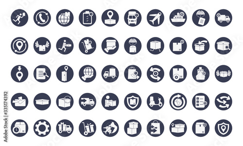 free and fast delivery icon set, block style