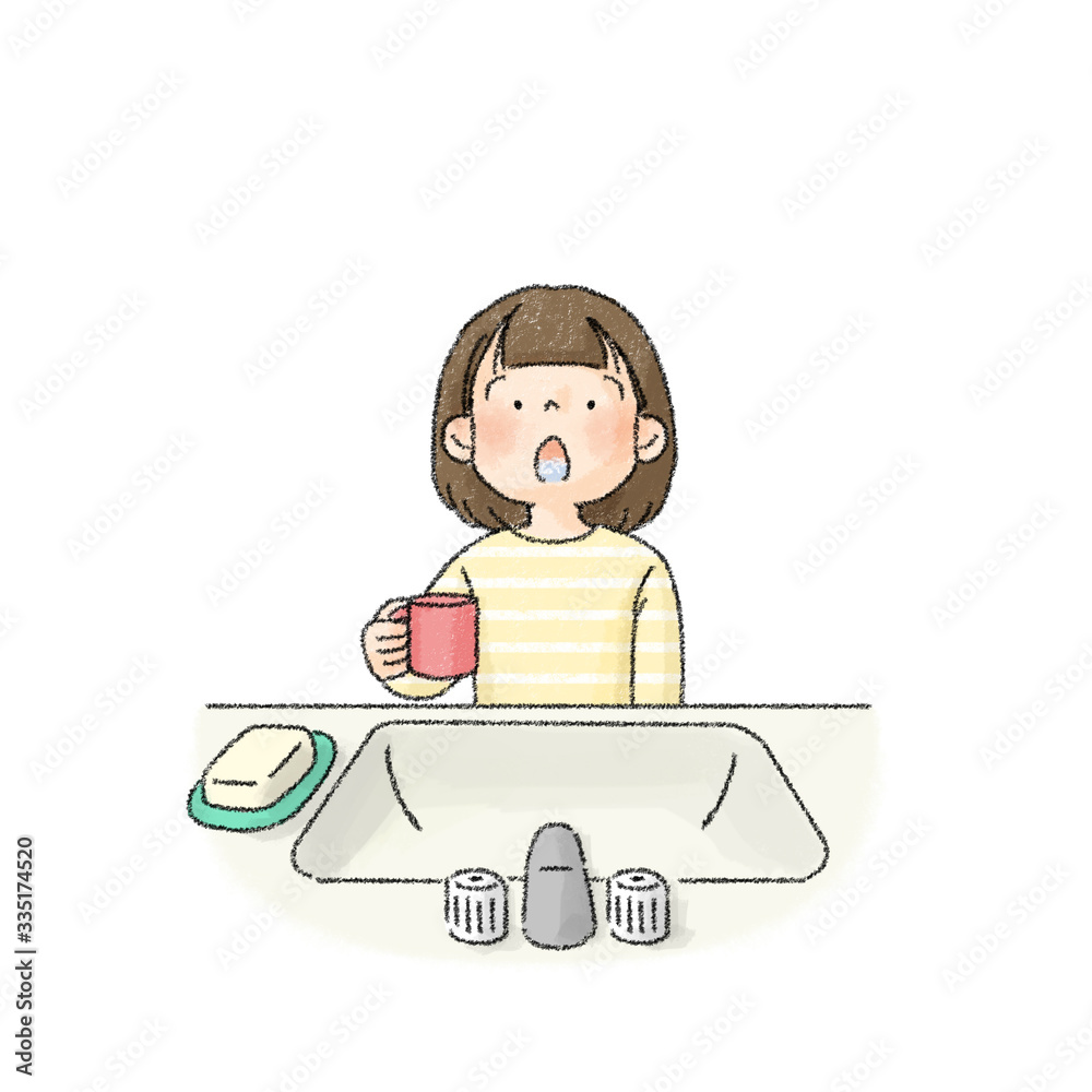 うがいする人 女子小学生 Stock イラスト Adobe Stock
