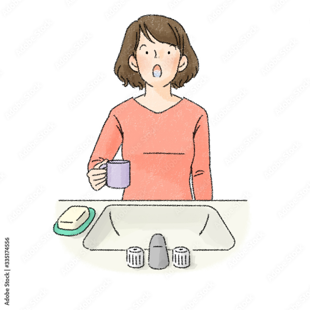うがいする人(女性大人) うがいする人(女性大人)