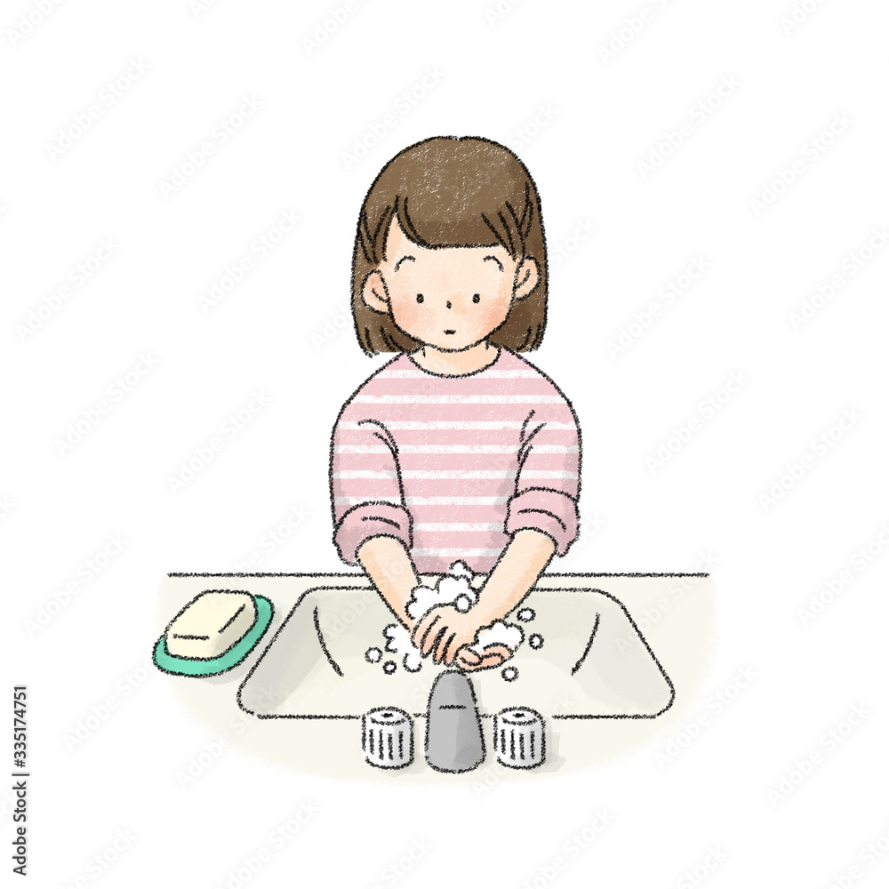 手を洗う人(女子学生) 手を洗う人(女子学生)