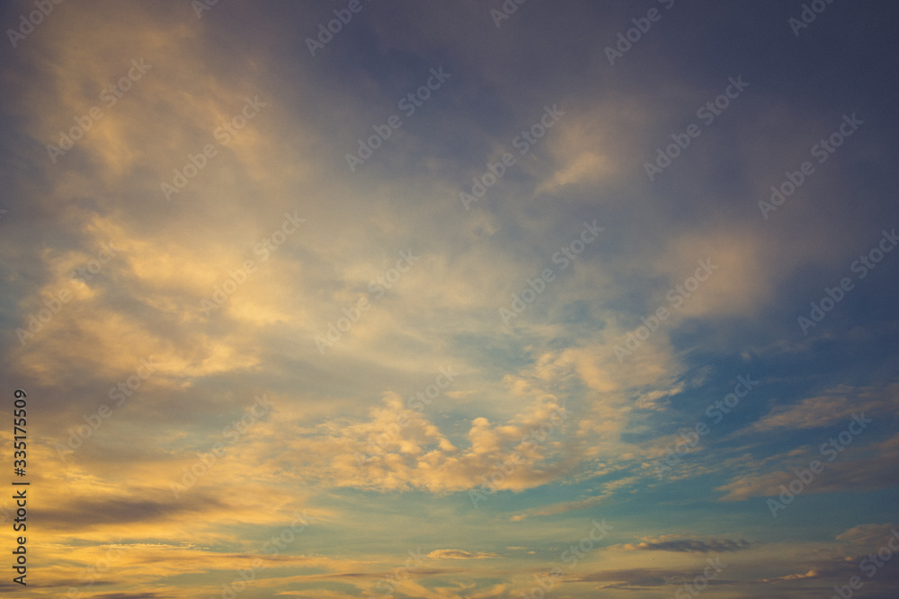 Sky and clouds in golden moment nature