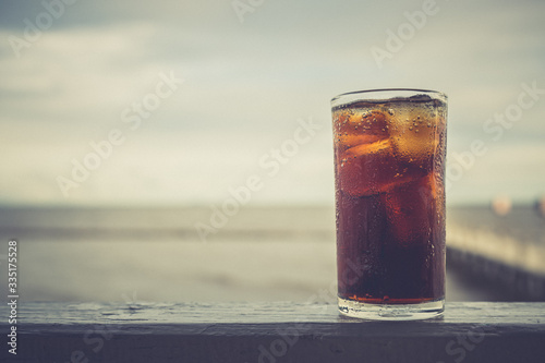Cola with ice in the glass ready to drink for refresh © pandaclub23