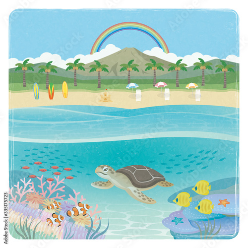 Illustration of a tropical resort