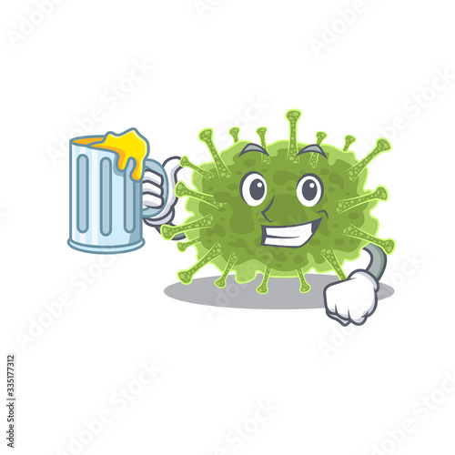A cartoon concept of haploviricotina rise up a glass of beer