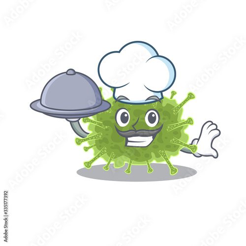 haploviricotina chef cartoon character serving food on tray