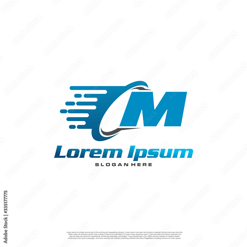 Moving Fast Letter Initial Logo M Template. Logistic company logo