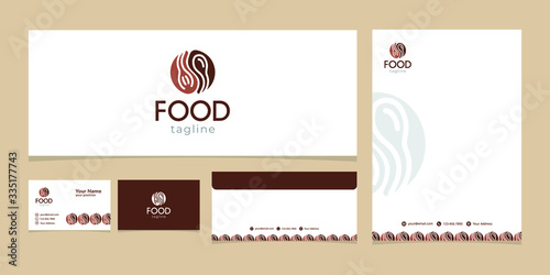 Food logo like icon.Flat line vector illustration.fork spoon logo concept