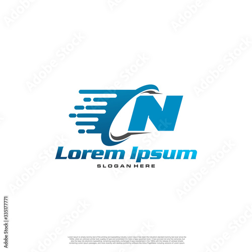 Moving Fast Letter Initial Logo N Template. Logistic company logo. Delivery service logo. Fast Express Delivery Logo designs.