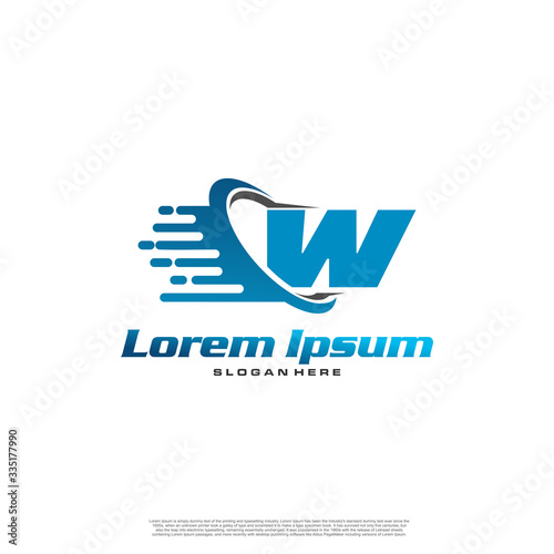 Moving Fast Letter Initial Logo W Template. Logistic company logo. Delivery service logo. Fast Express Delivery Logo designs.
