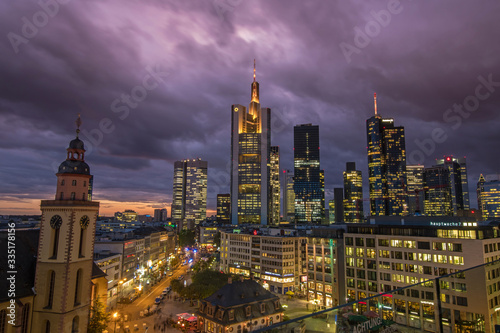 A Beautiful City View Of Frankfurt, Germany. Frankfurt is a major financial hub that is home to the European Central Bank