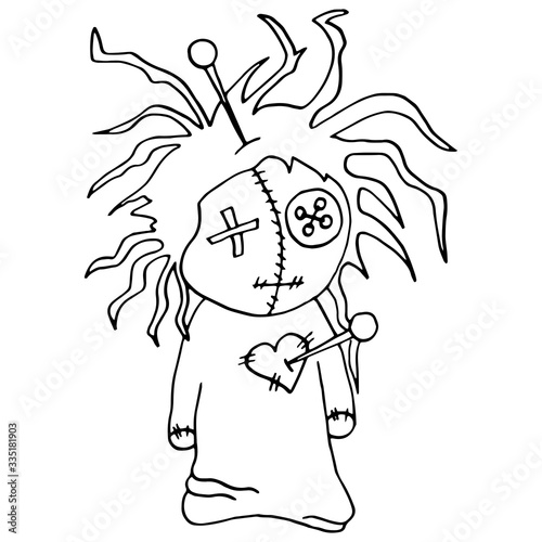 Voodoo doll hand drawn. Vector illustration