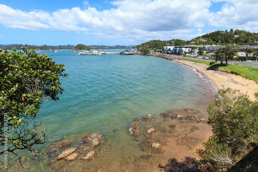 A view of Paihia, the main tourist town in the Bay of Islands, New Zealand