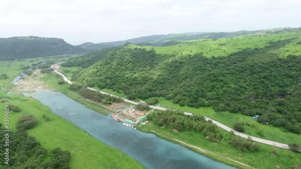 A surprising snapshot of the drone in the fall in Salalah, Ain Darbat, Sultanate of Oman A surprising snapshot of the drone in the fall in Salalah, Ain Darbat, Sultanate of Oman