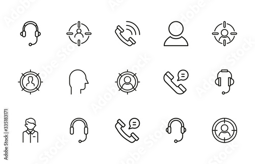 Premium set of customer service line icons.
