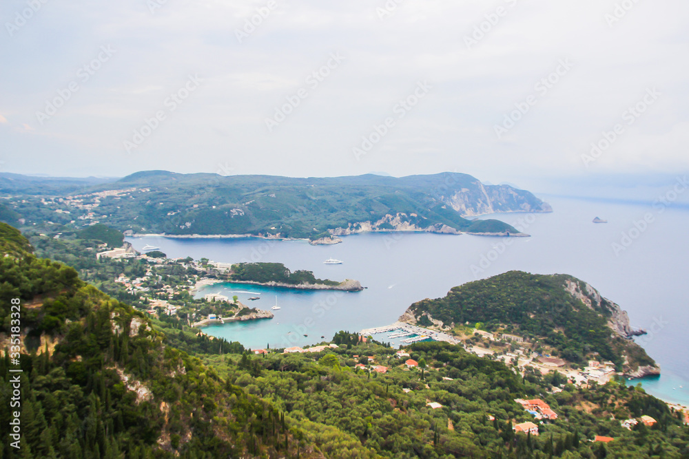 Corfu island beaches, waterfront, sea, havens, bays, boats, Greece