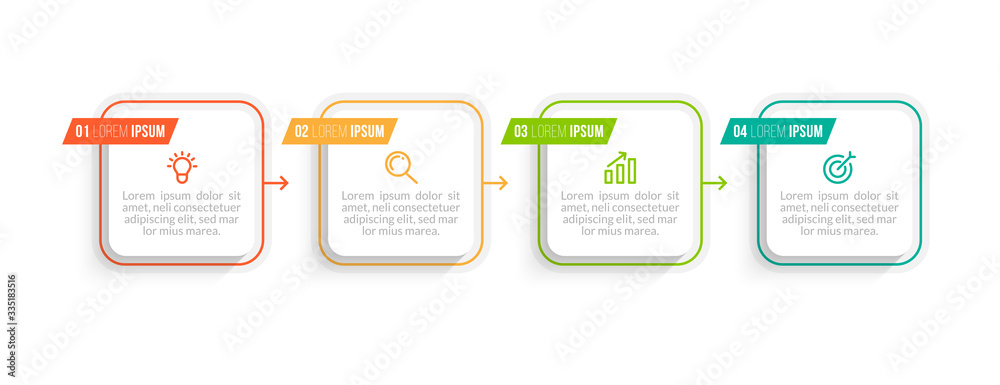 Minimal Business Infographics template. Timeline with 4 steps, options and marketing icons .Vector linear infographic with four conected elements. Can be use for presentation. Minimal Business Infographics template. Timeline with 4 steps, options and marketing icons .Vector linear infographic with four conected elements. Can be use for presentation.