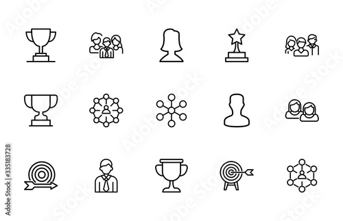 Simple set of leadership icons in trendy line style.
