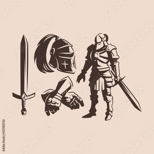 Knight with a sword in armor.