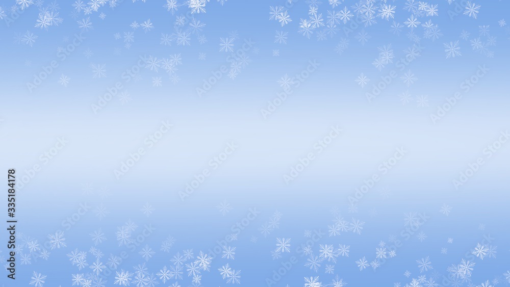 Background white Snow flake on Blue Background in Christmas holiday	