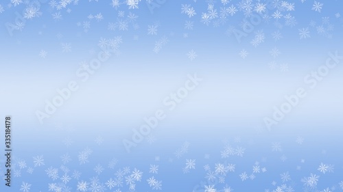 Background white Snow flake on Blue Background in Christmas holiday 