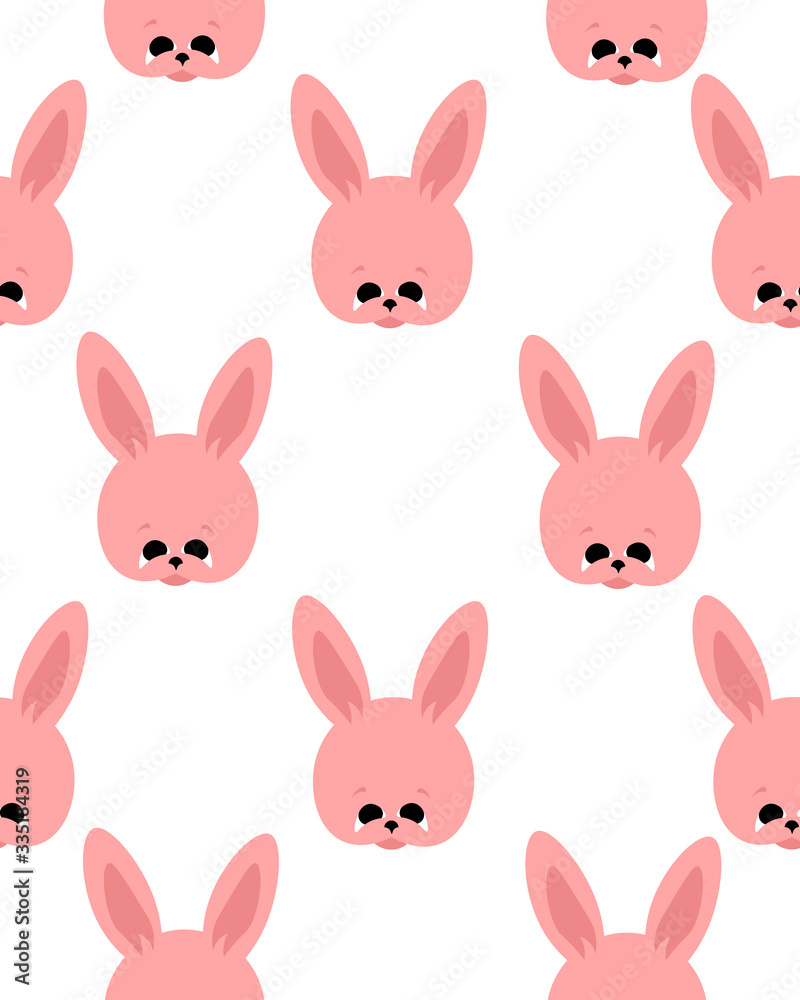 Easter bunnies on a white background. Seamless pattern. Children's drawing. Design for cards, prints and clothes. Easter bunnies on a white background. Seamless pattern. Children's drawing. Design for cards, prints and clothes.