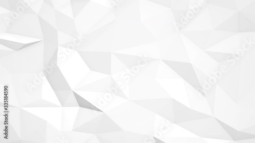 Abstract polygonal geometric surface animation. Clean soft low poly motion white grey background. Seamless loop 4K FullHD
