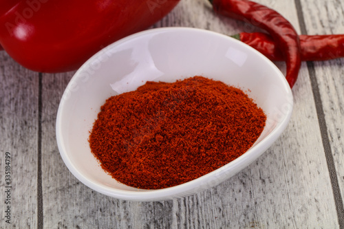 Paprika powder in the bowl