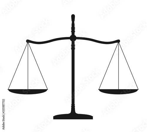 Simple black illustration of silhouettes of scales. Isolated on white background, vector