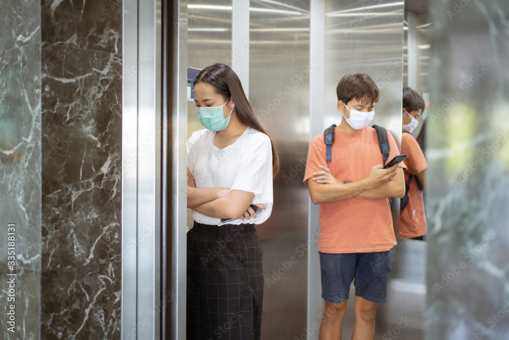 Social distancing in an elevator Social distancing in an elevator