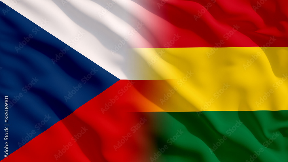 Waving Czech Republic and Bolivia National Flags with Fabric Texture Waving Czech Republic and Bolivia National Flags with Fabric Texture
