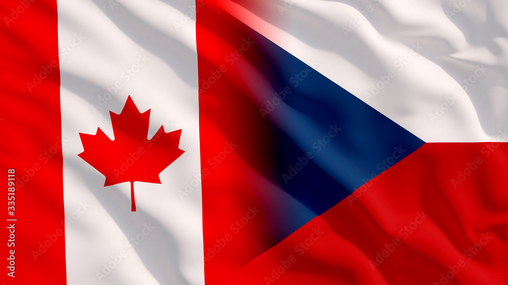 Waving Czech Republic and Canada National Flags with Fabric Texture Waving Czech Republic and Canada National Flags with Fabric Texture