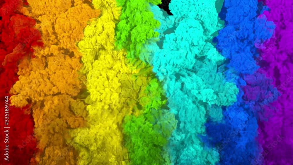 clouds of multicolored smoke rise up